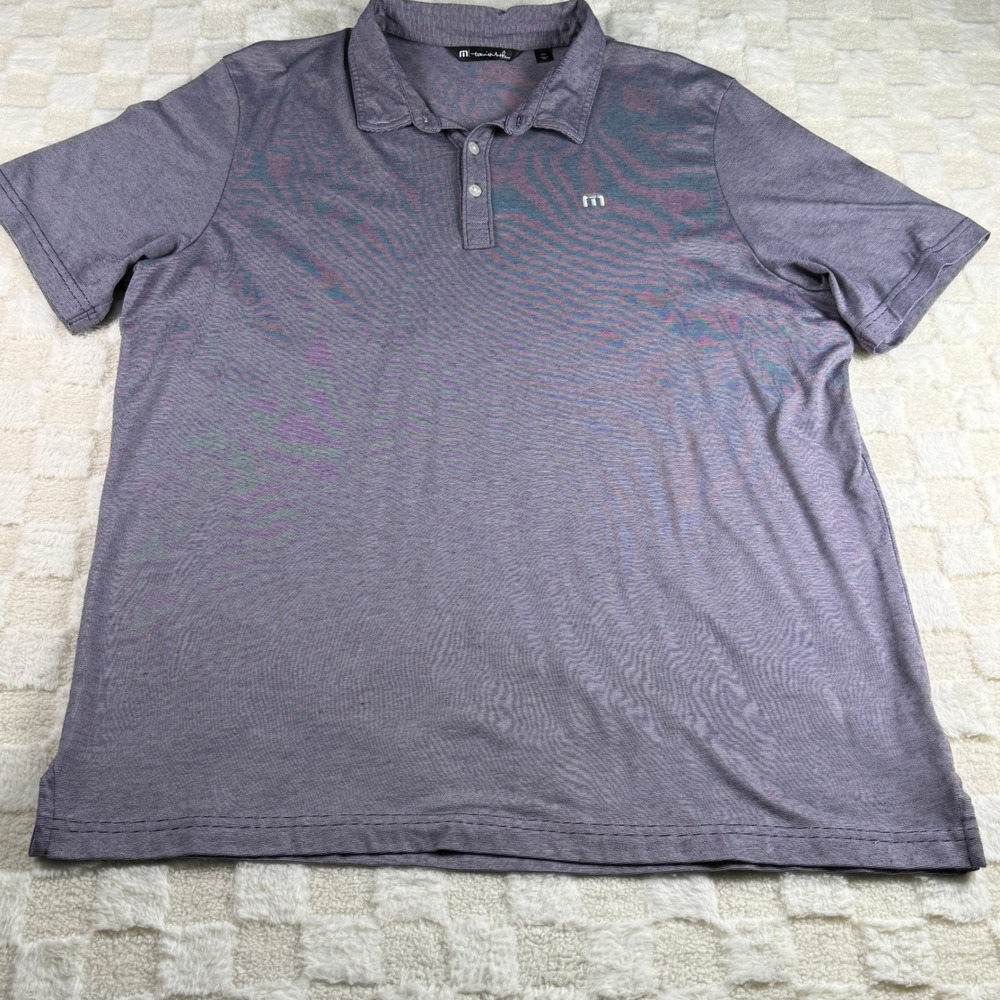 Travis Mathew XXL Purple Striped Golf Polo Shirt Mens Casual Short Sleeve‎